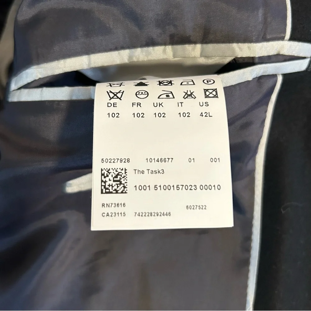 Boss Hugo Boss Wool Blend Coat Black Size 42L US 102 Europe